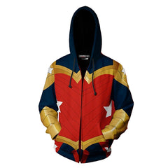 Wonder Woman Superhero Cosplay Hoodie Sweatshirt Sweater Unisex Zipper Jacket Coat