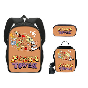 Pizza Tower Schoolbag Backpack Lunch Bag Pencil Case 3pcs Set Gift for Kids Students