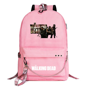 The Walking Dead USB Charging Backpack Shoolbag Notebook Bag Gifts for Kids Students