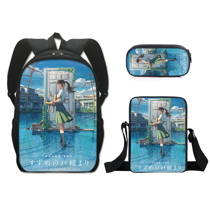 Suzume no Tojimari Schoolbag Backpack Lunch Bag Pencil Case 3pcs Set Gift for Kids Students