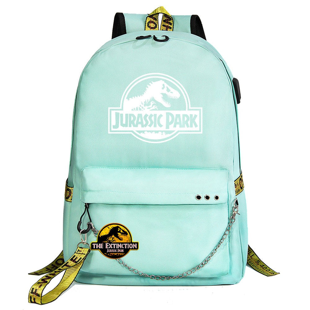Jurassic World USB Charging Backpack Shoolbag Notebook Bag Gifts for Kids Students