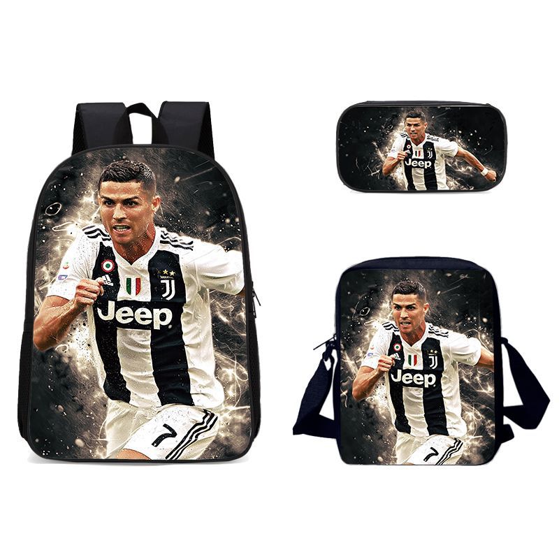 Ronaldo Football CR7 Schoolbag Backpack Lunch Bag Pencil Case Set Gift for Kids Students