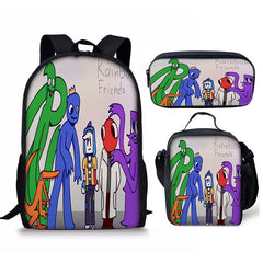 Rainbow Friends Schoolbag Backpack Lunch Bag Pencil Case 3pcs Set Gift for Kids Students