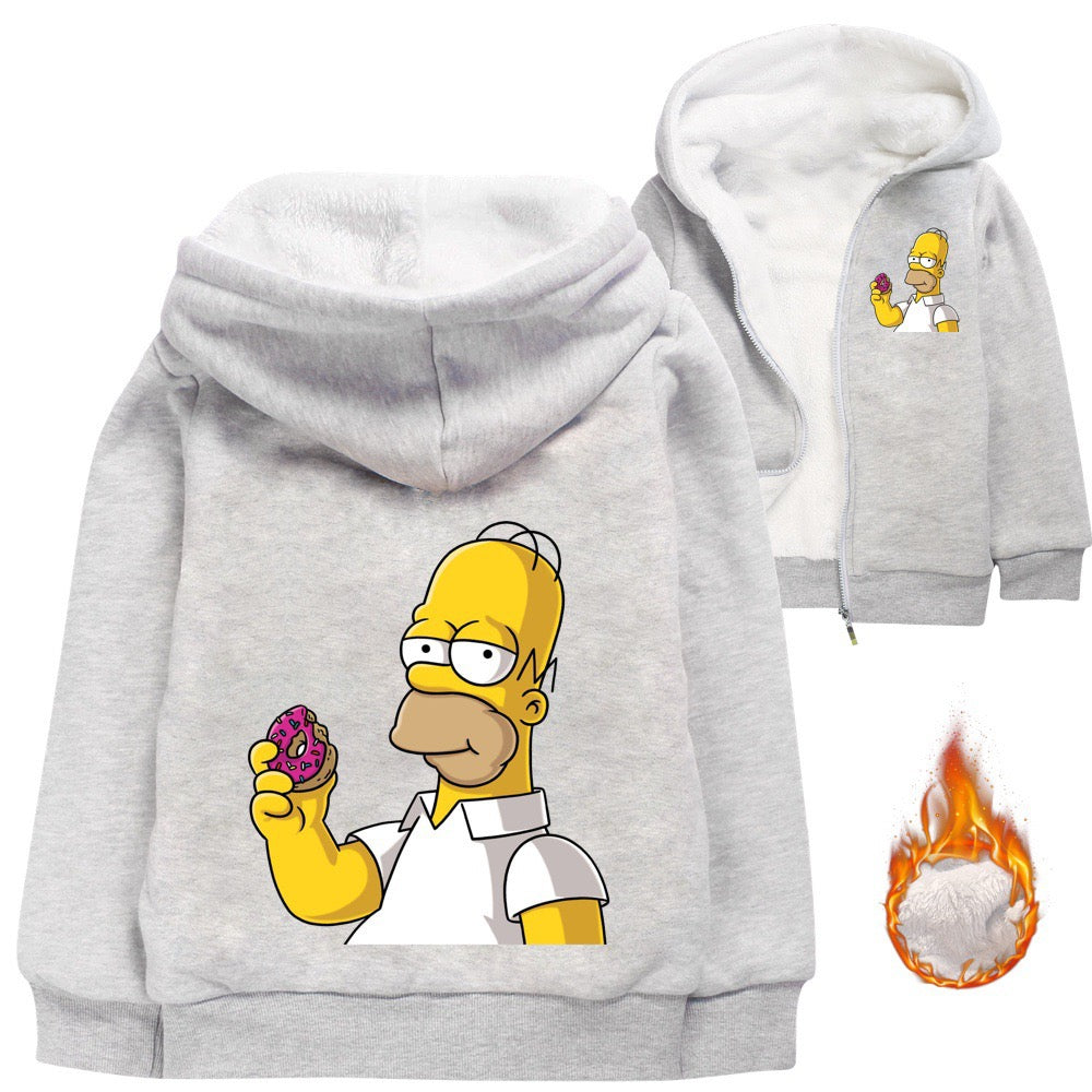 Simpsons Pullover Hoodie Sweatshirt Autumn Winter Unisex Sweater Zipper Jacket for Kids Boy Girls