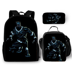 Black Panther Schoolbag Backpack Lunch Bag Pencil Case Set Gift for Kids Students