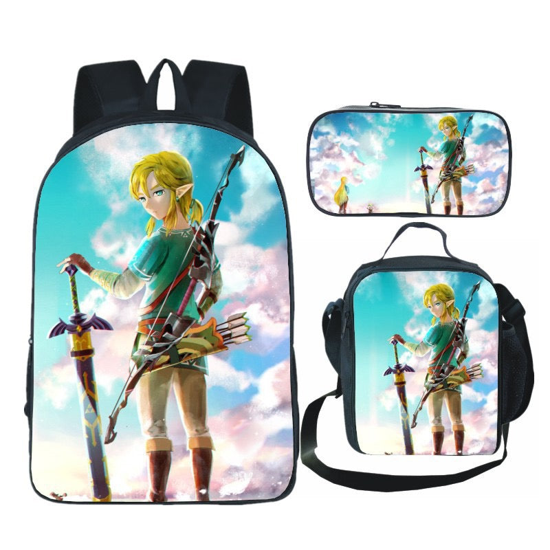 The Legend of Zelda Schoolbag Backpack Lunch Bag Pencil Case Set Gift for Kids Students