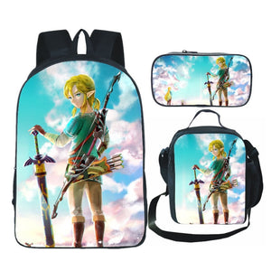 The Legend of Zelda Schoolbag Backpack Lunch Bag Pencil Case Set Gift for Kids Students