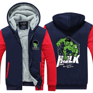 Hulk Superhero Hoodie Jacket Autumn Winter Unisex Zipper Sweatershirt Warm Coat