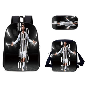 Ronaldo Football CR7 Schoolbag Backpack Lunch Bag Pencil Case Set Gift for Kids Students