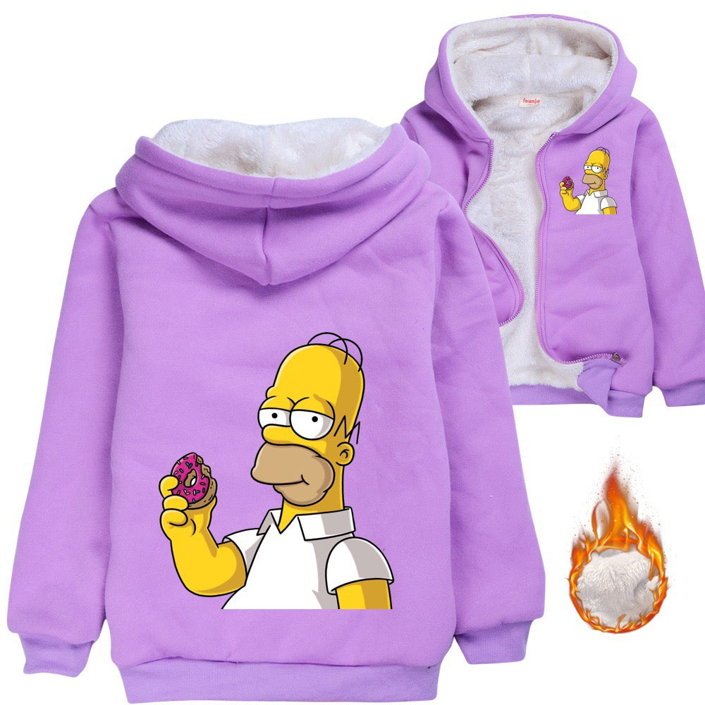 Simpsons Pullover Hoodie Sweatshirt Autumn Winter Unisex Sweater Zipper Jacket for Kids Boy Girls