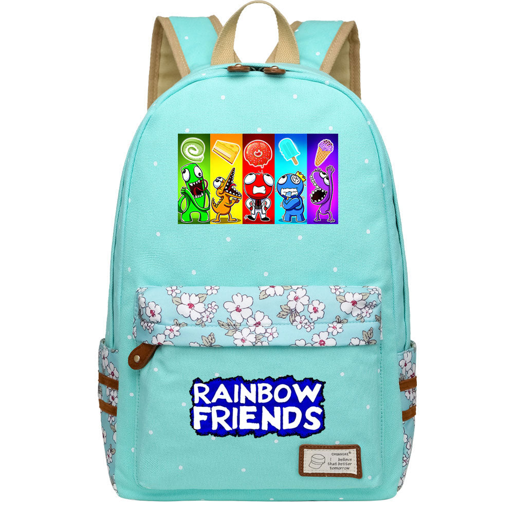 Rainbow Friends Canvas Travel Backpack School Bag For Girl Kids Boy