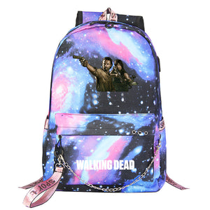 The Walking Dead USB Charging Backpack Shoolbag Notebook Bag Gifts for Kids Students
