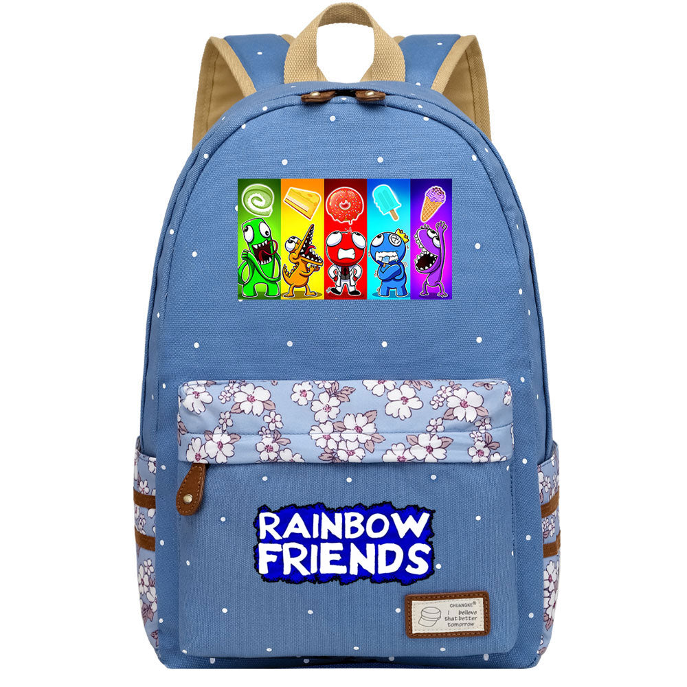 Rainbow Friends Canvas Travel Backpack School Bag For Girl Kids Boy