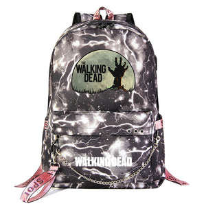 The Walking Dead USB Charging Backpack Shoolbag Notebook Bag Gifts for Kids Students