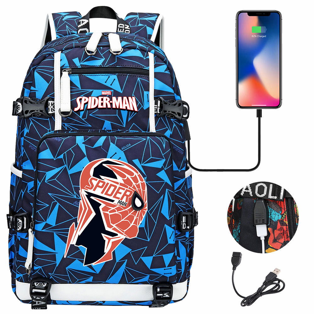 Spiderman Superhero Gwen Miles Morales  USB Charging Backpack School NoteBook Laptop Travel Bags