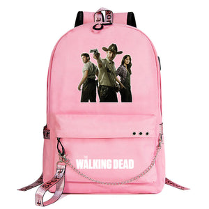 The Walking Dead USB Charging Backpack Shoolbag Notebook Bag Gifts for Kids Students