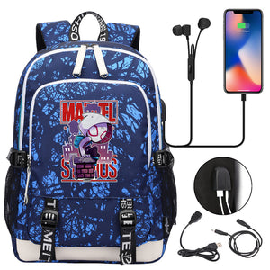 Spiderman Into the Spider Verse Miles Morales  USB Charging Backpack School Note Book Laptop Travel Bags