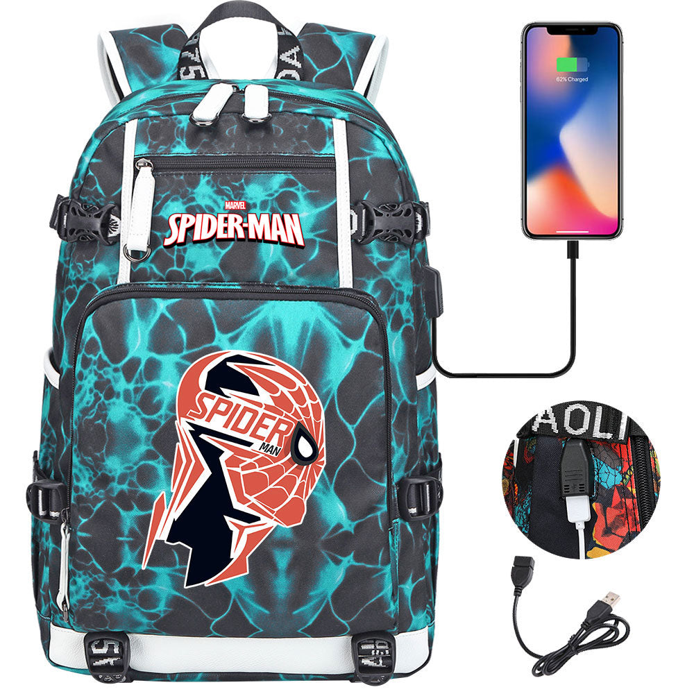 Spiderman Superhero Gwen Miles Morales  USB Charging Backpack School NoteBook Laptop Travel Bags