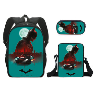 The Dark Knight Batman Schoolbag Backpack Lunch Bag Pencil Case Set Gift for Kids Students