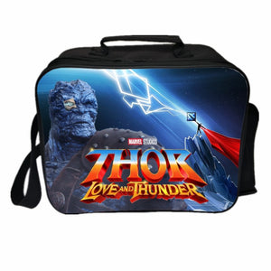 Thor Love and Thunder PU Leather Portable Lunch Box School Tote Storage Picnic Bag