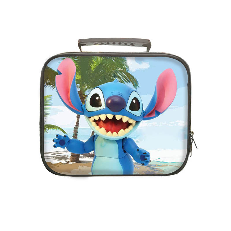 Stitch PU Leather Portable Lunch Box School Tote Storage Picnic Bag