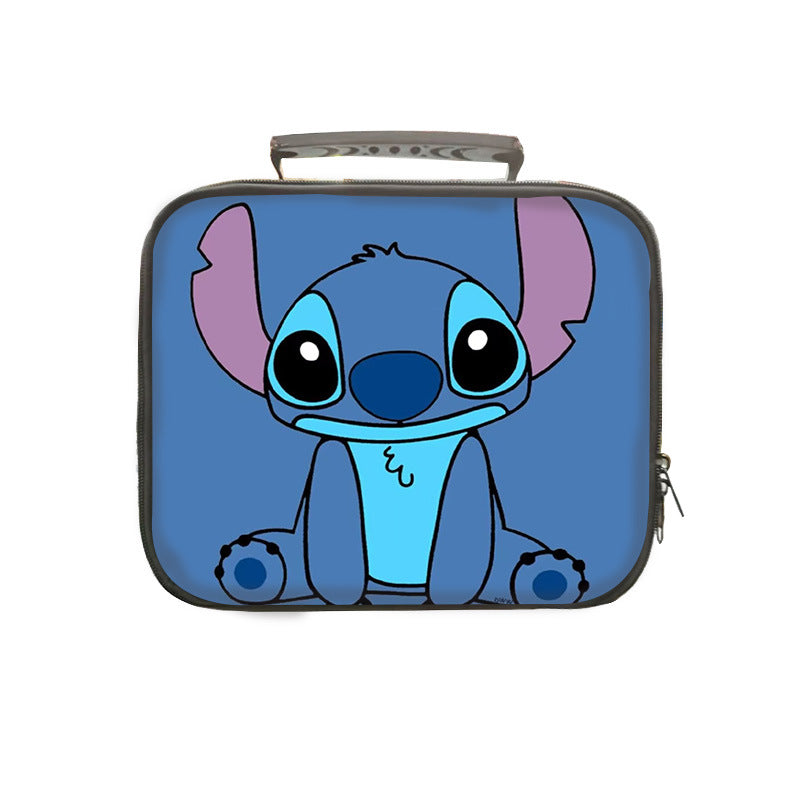 Stitch PU Leather Portable Lunch Box School Tote Storage Picnic Bag