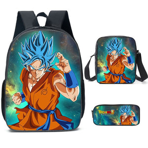 Dragon Ball Son Goku Schoolbag Backpack Lunch Bag Pencil Case Set Gift for Kids Students