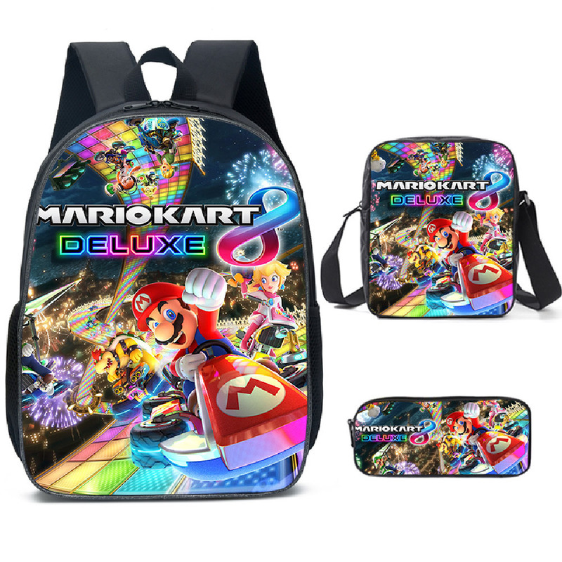 Super Mario Schoolbag Backpack Lunch Bag Pencil Case Set Gift for Kids Students