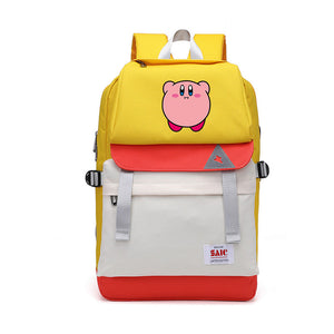 Kirby Shool Bag Backpack USB Charging Students Notebook Bag Water Proof