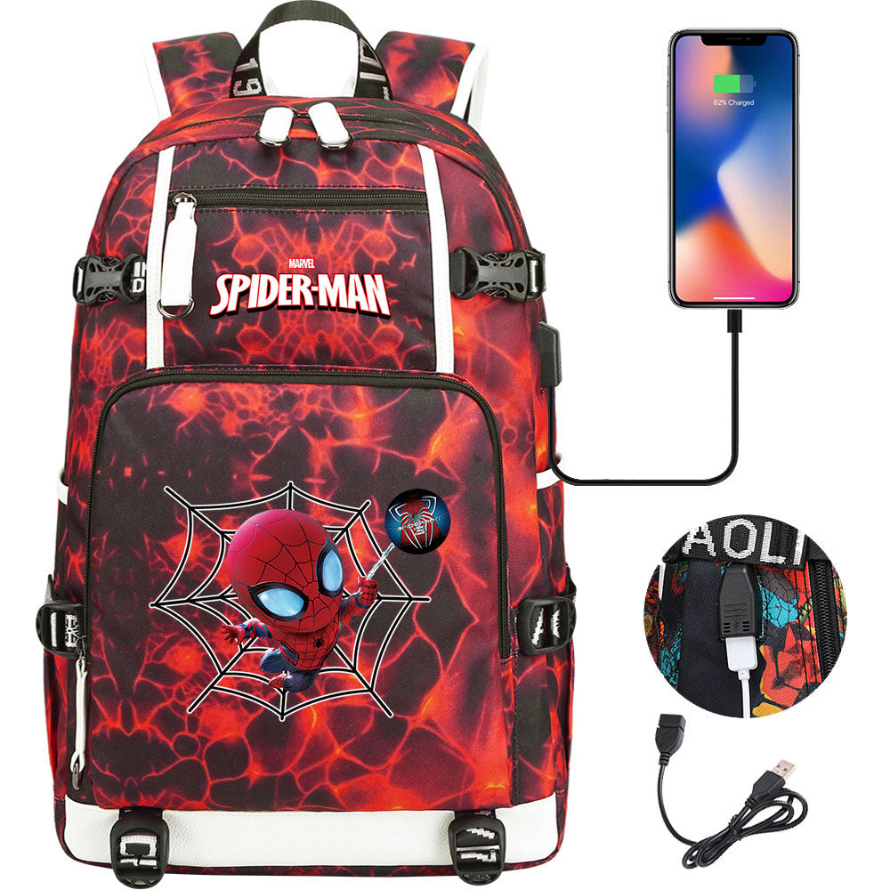 Spiderman Superhero Gwen Miles Morales  USB Charging Backpack School NoteBook Laptop Travel Bags