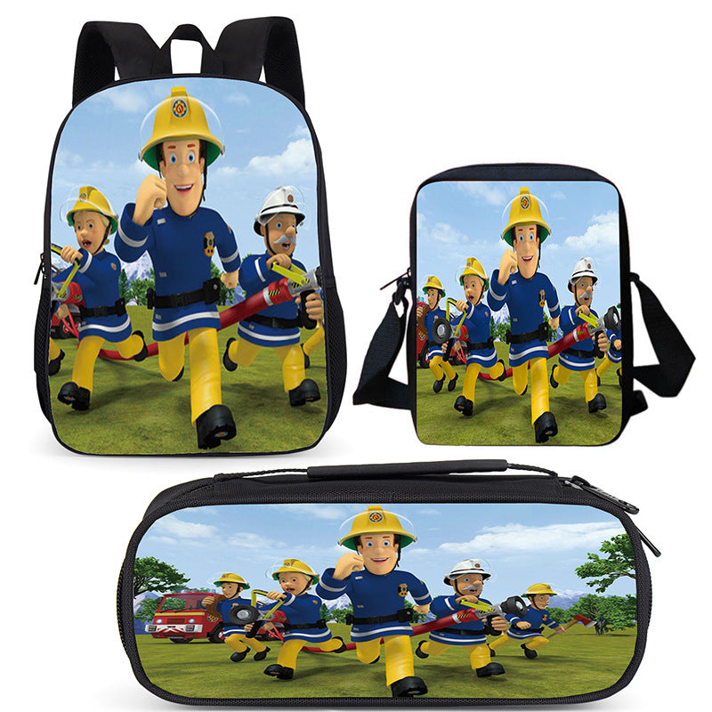 Fireman Sam Schoolbag Backpack Lunch Bag Pencil Case Set Gift for Kids Students