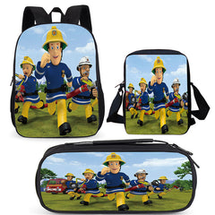 Fireman Sam Schoolbag Backpack Lunch Bag Pencil Case Set Gift for Kids Students
