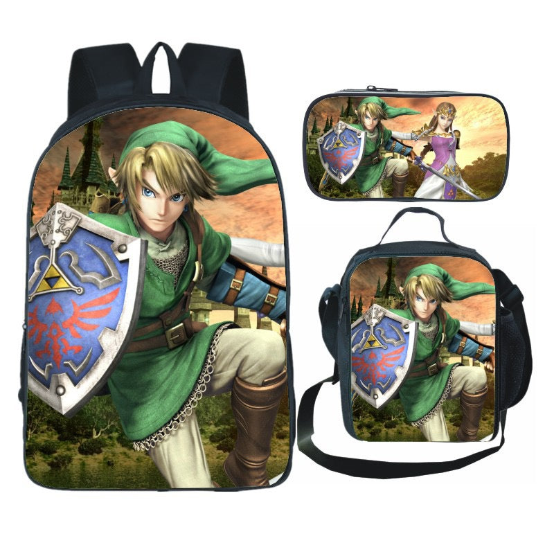 The Legend of Zelda Schoolbag Backpack Lunch Bag Pencil Case Set Gift for Kids Students