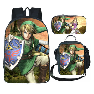 The Legend of Zelda Schoolbag Backpack Lunch Bag Pencil Case Set Gift for Kids Students