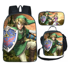 The Legend of Zelda Schoolbag Backpack Lunch Bag Pencil Case Set Gift for Kids Students