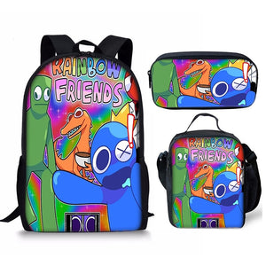 Rainbow Friends Schoolbag Backpack Lunch Bag Pencil Case 3pcs Set Gift for Kids Students