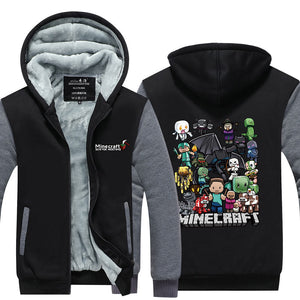 Minecraft Hoodie Jacket Autumn Winter Unisex Zipper Sweatershirt Warm Coat