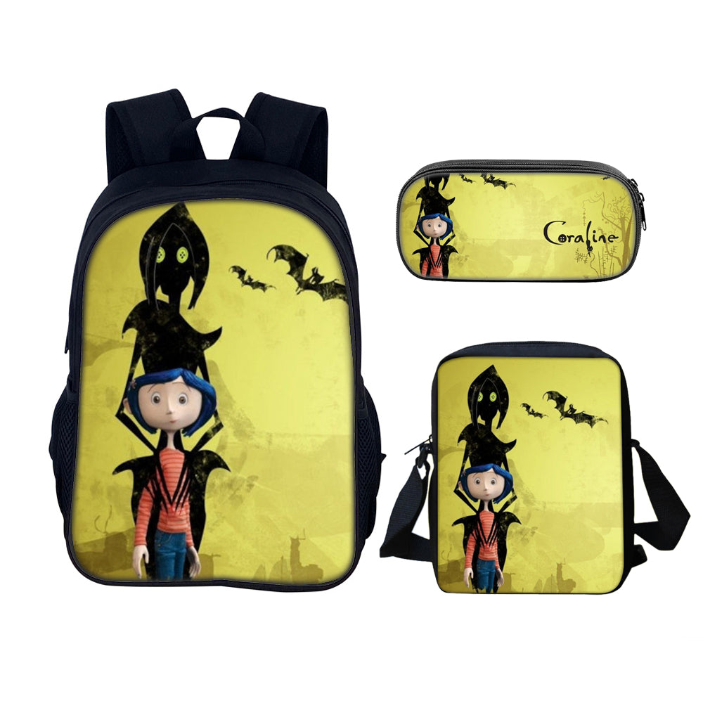 Coraline the Secret Door Schoolbag Backpack Lunch Bag Pencil Case 3pcs Set Gift for Kids Students