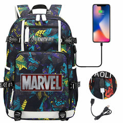 Avengers Superhero USB Charging Backpack School NoteBook Laptop Travel Bags