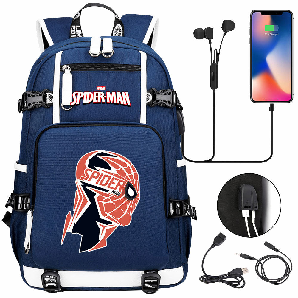 Spiderman Superhero Gwen Miles Morales  USB Charging Backpack School NoteBook Laptop Travel Bags