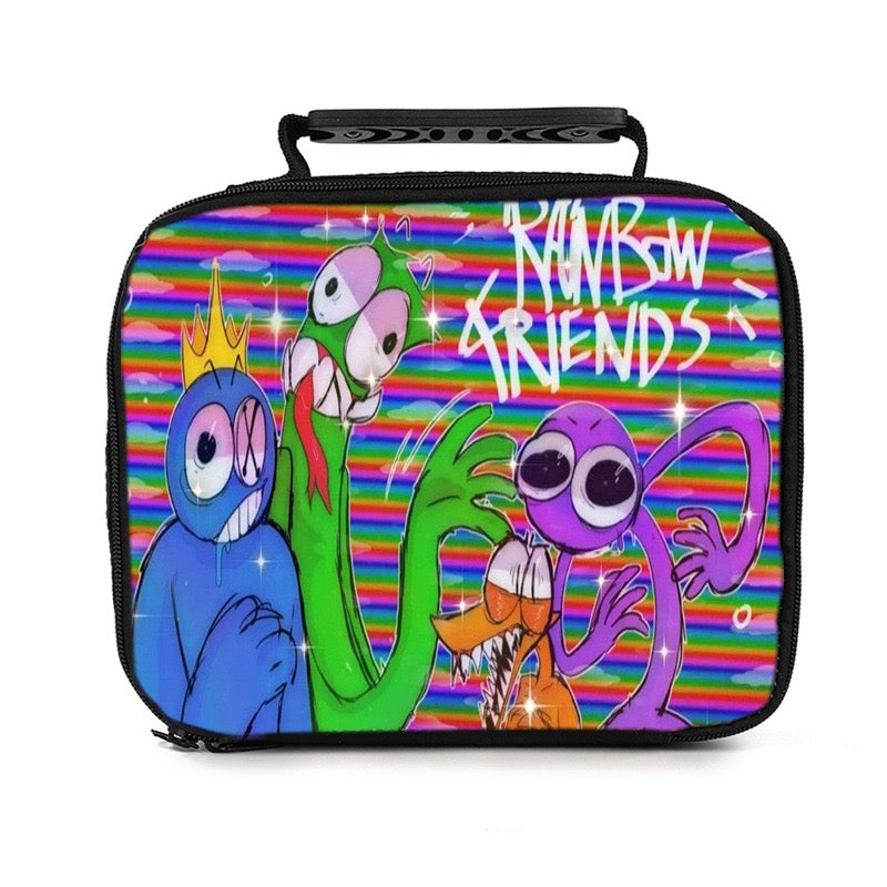 Rainbow Friends PU Leather Portable Lunch Box School Tote Storage Picnic Bag