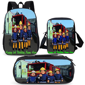 Fireman Sam Schoolbag Backpack Lunch Bag Pencil Case Set Gift for Kids Students