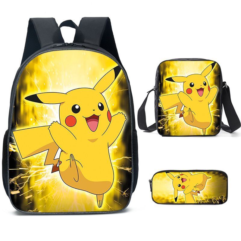 Pokemon Pikachu Schoolbag Backpack Lunch Bag Pencil Case Set Gift for Kids Students