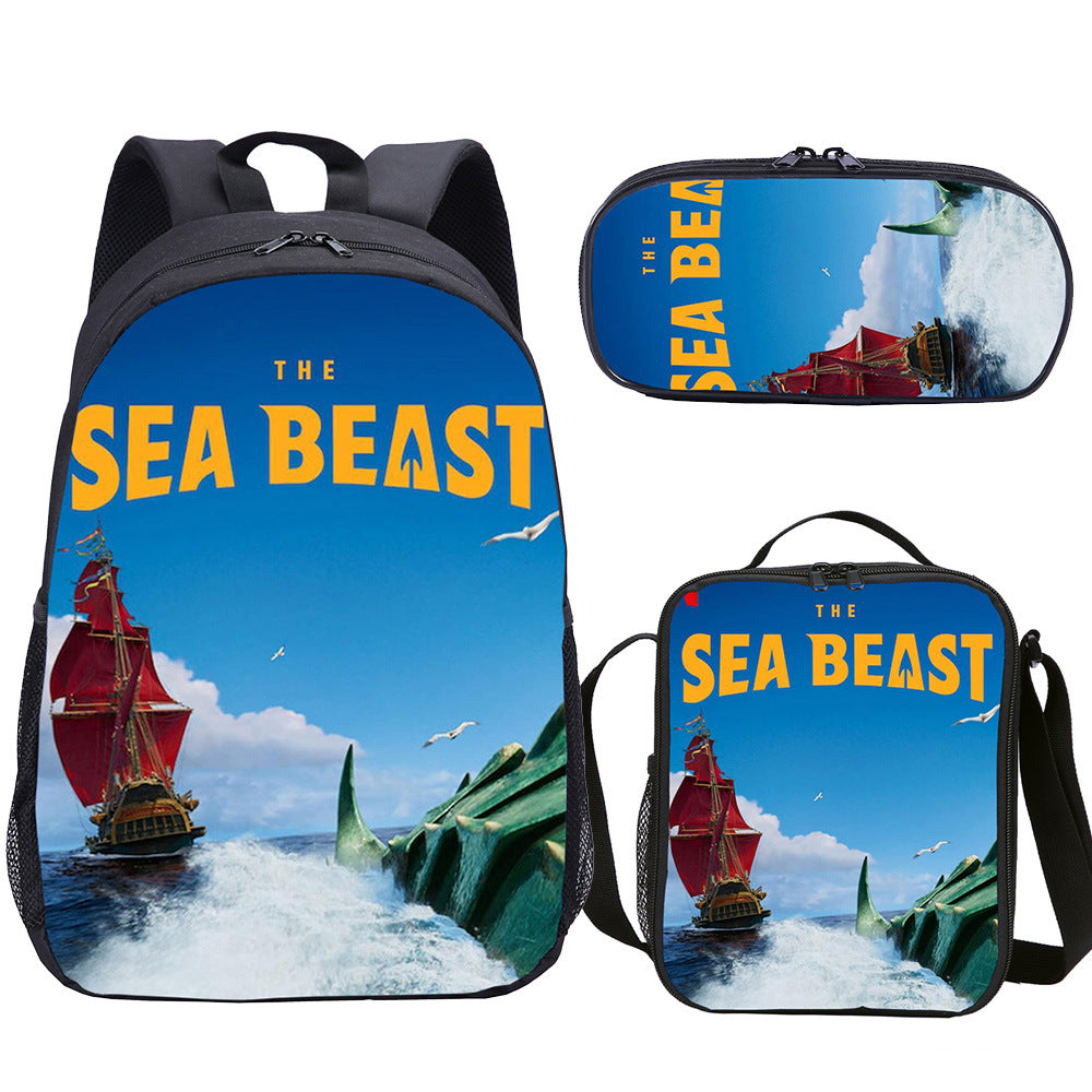 The Sea Beast Schoolbag Backpack Lunch Bag Pencil Case Set Gift for Kids Students