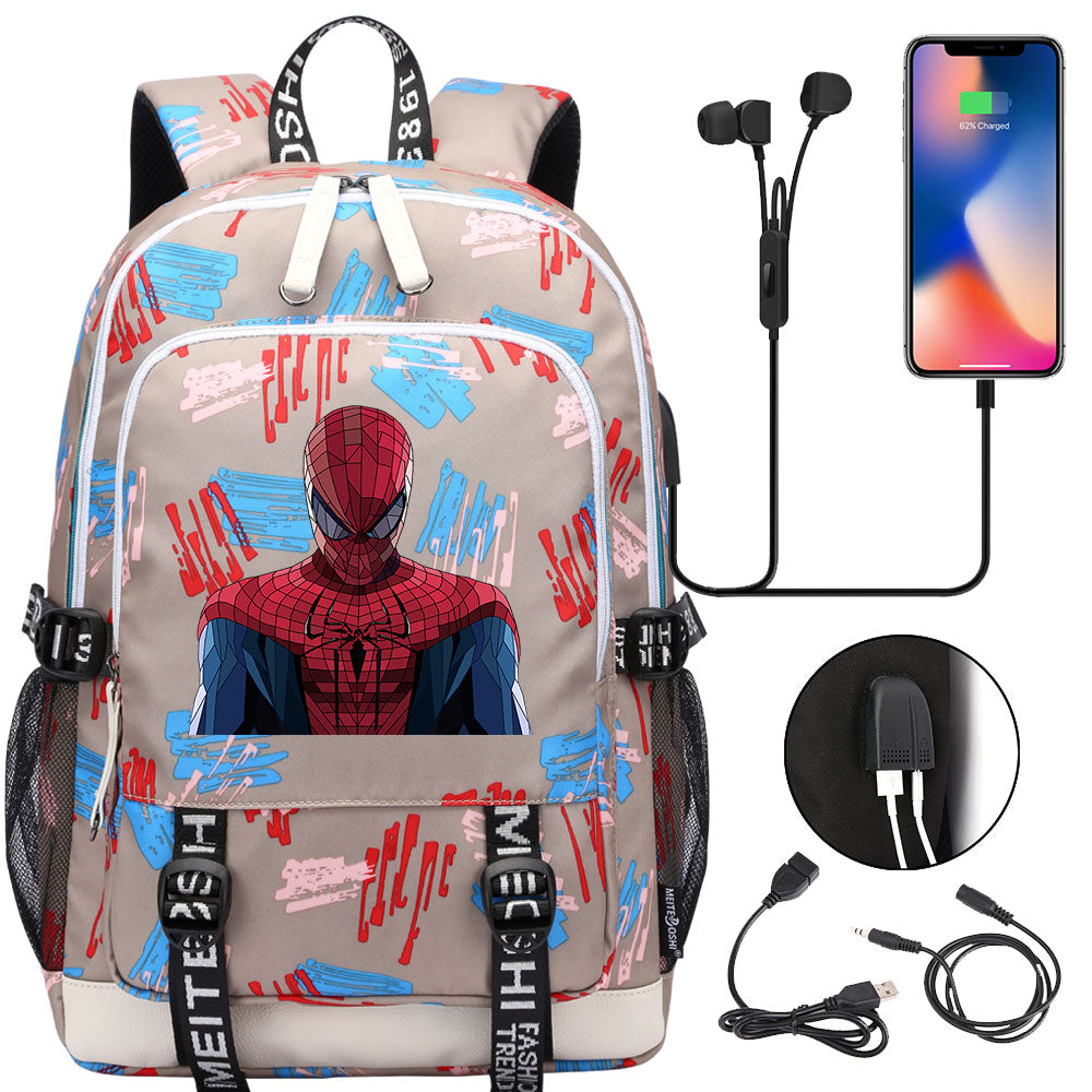 Spiderman Venom Superhero USB Charging Backpack School Note Book Laptop Travel Bags