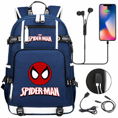 Spiderman Superhero Gwen Miles Morales  USB Charging Backpack School NoteBook Laptop Travel Bags