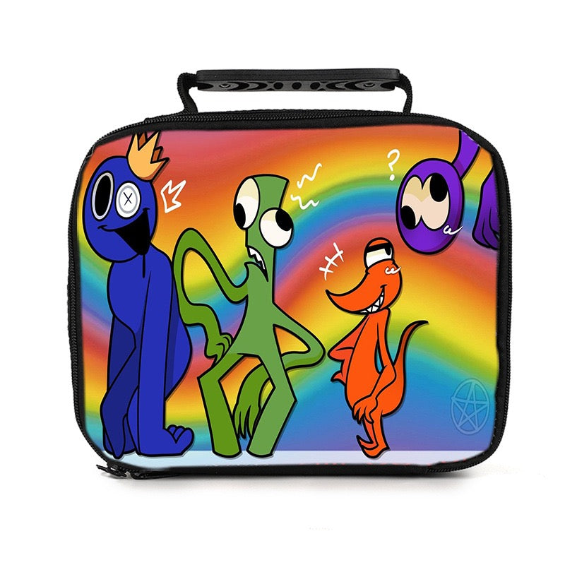 Rainbow Friends PU Leather Portable Lunch Box School Tote Storage Picnic Bag