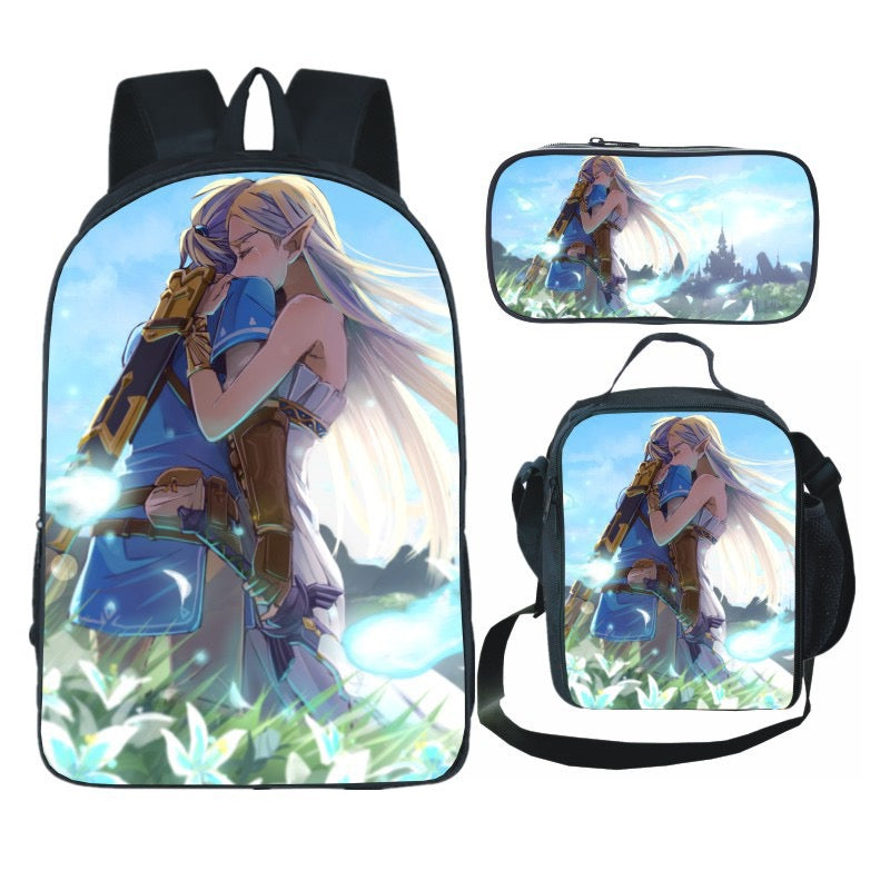 The Legend of Zelda Schoolbag Backpack Lunch Bag Pencil Case Set Gift for Kids Students