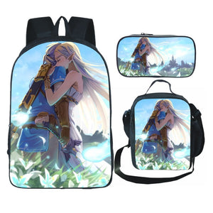 The Legend of Zelda Schoolbag Backpack Lunch Bag Pencil Case Set Gift for Kids Students