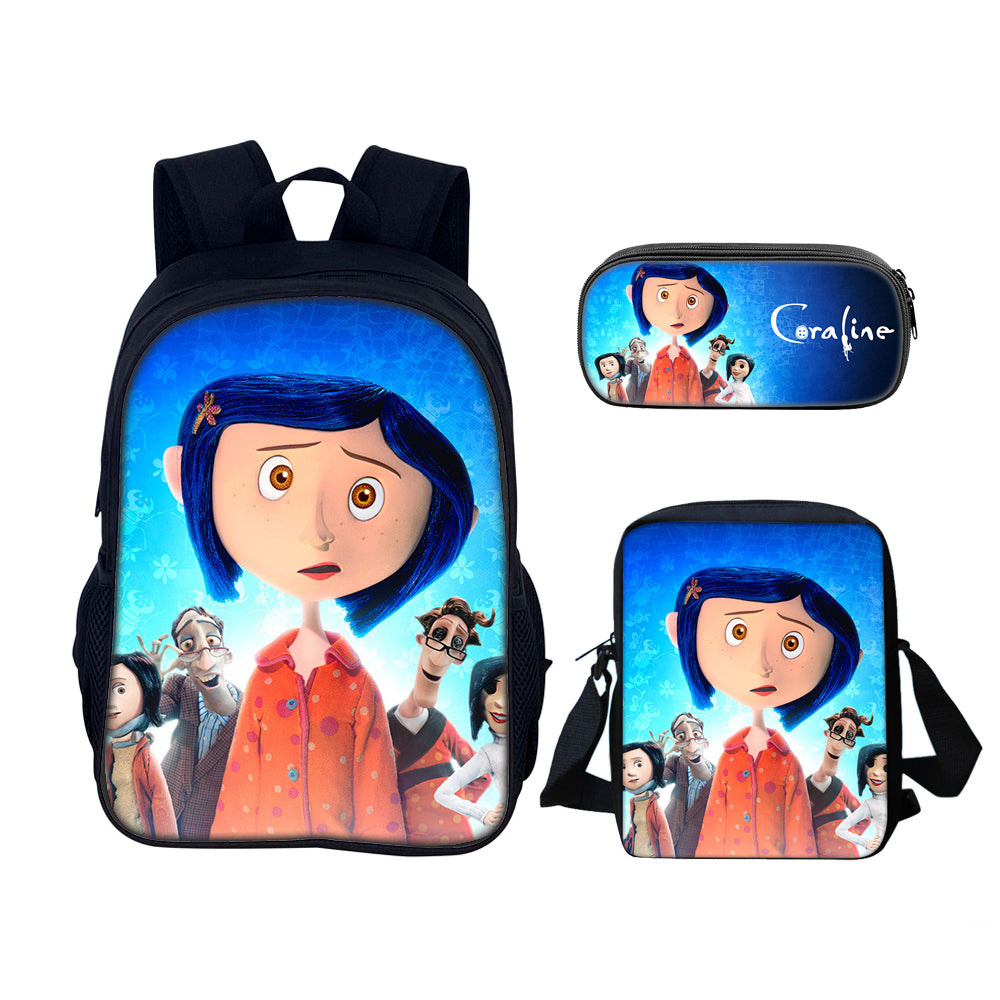 Coraline the Secret Door Schoolbag Backpack Lunch Bag Pencil Case 3pcs Set Gift for Kids Students